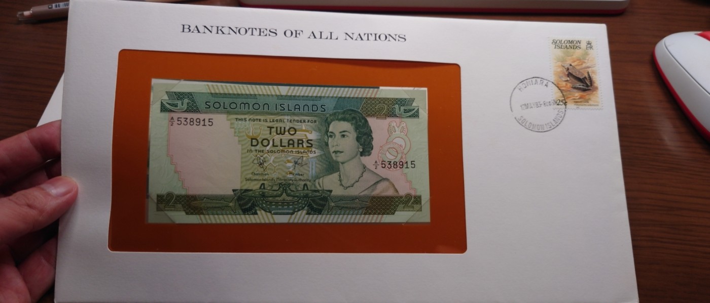 陆续更新【世界钱币】精选微拍第73期暨2023年第二十期 全新纸质裸钞低价起拍(第二场) 【已售出】所罗门群岛2元 富兰克林邮币封 全新