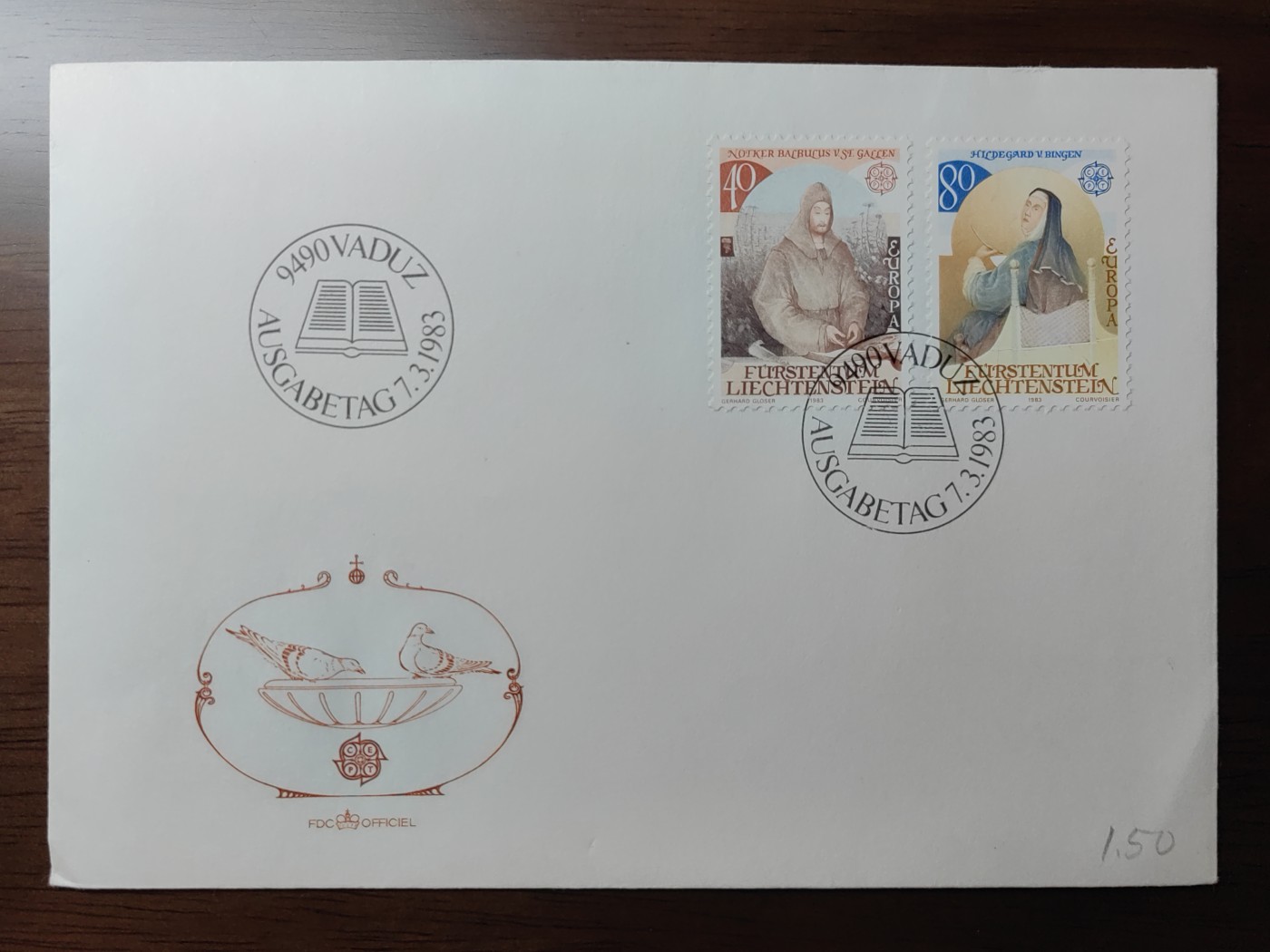 多国精美纪念封＆首日封第⑩场（0元起拍来捡漏） 列支敦士登1983年 欧罗巴名人 2全 首日封