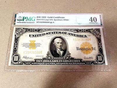 【Blue Auction】✨世界纸币精拍第374期【精】 - 【无47 升值品种】美国早期 1922年10美金 黄金券 PMG40 整体状态佳 