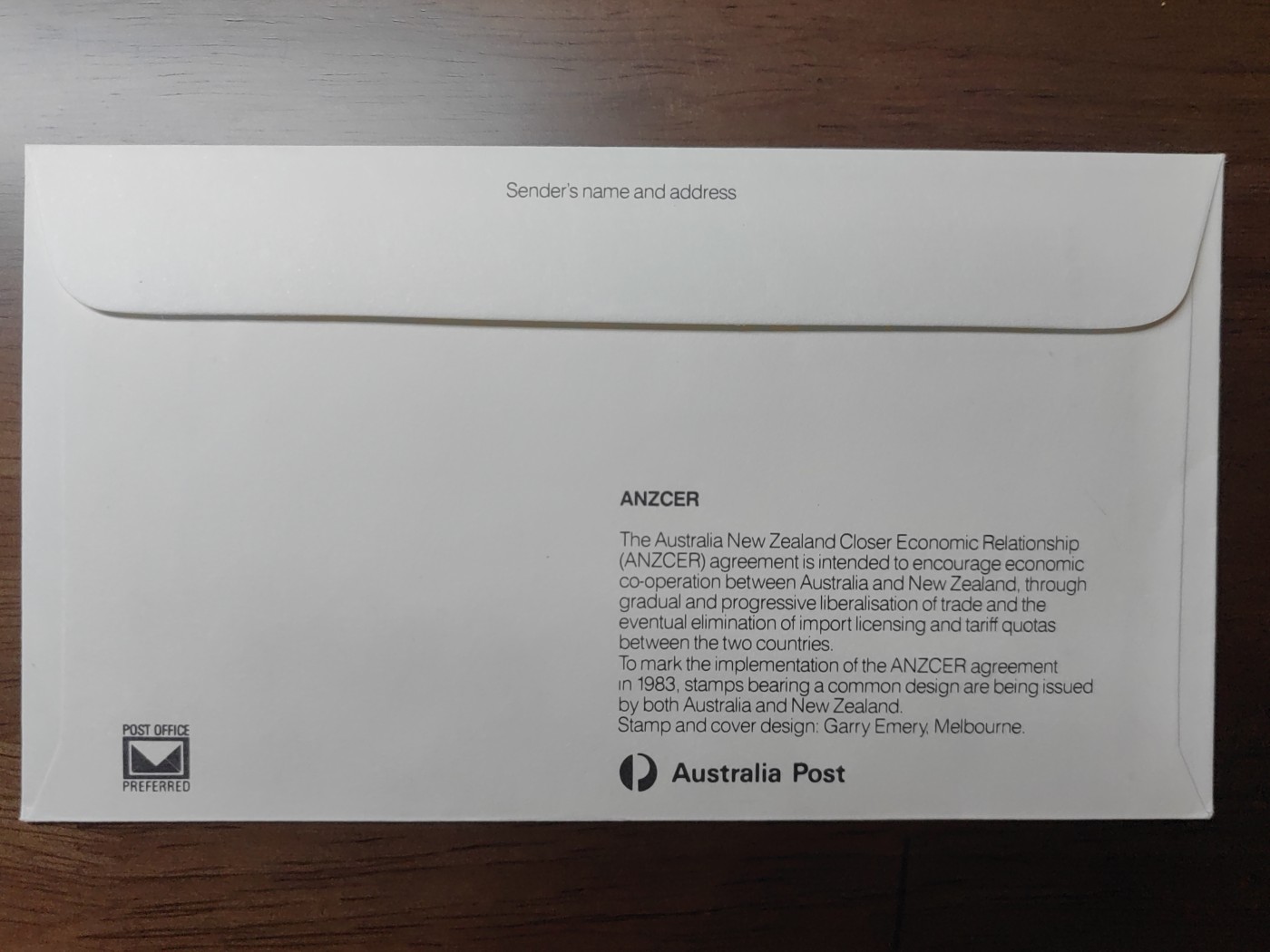 多国精美纪念封＆首日封第⑩场（0元起拍来捡漏） 澳大利亚1983 新西兰更紧密的经济关系