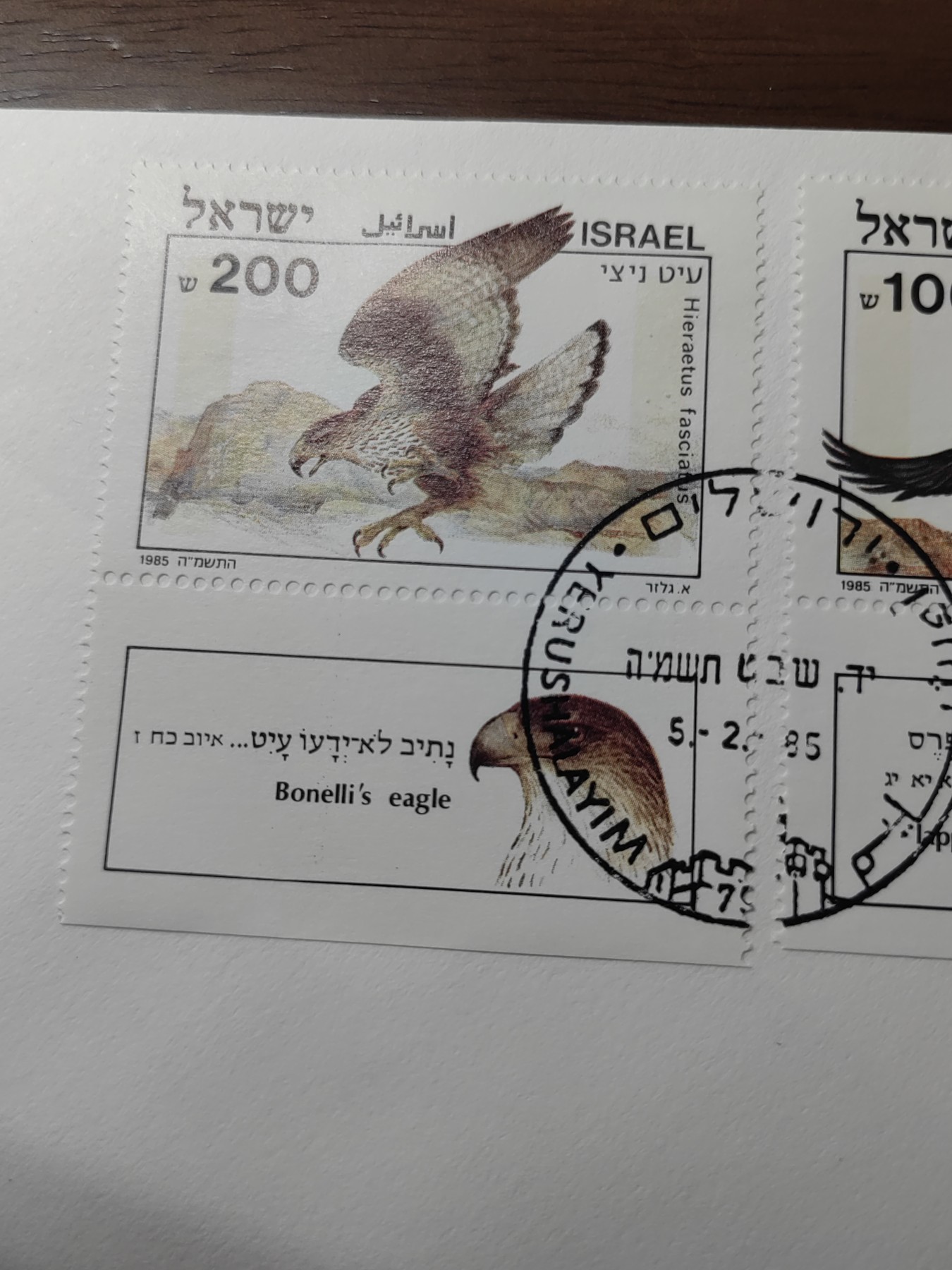 多国精美纪念封＆首日封第⑩场（0元起拍来捡漏） 以色列邮票展览 1985 圣经上的鸟 