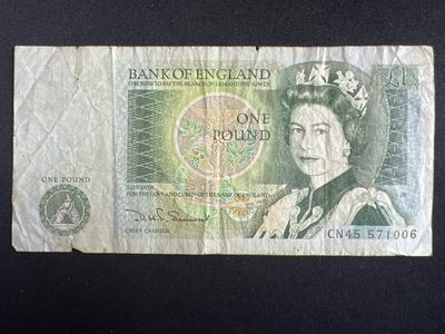 第414期 纸币专场 （无押金，捡漏，全场20包邮，偏远地区除外，接收代拍业务） - 英国旧版一英镑