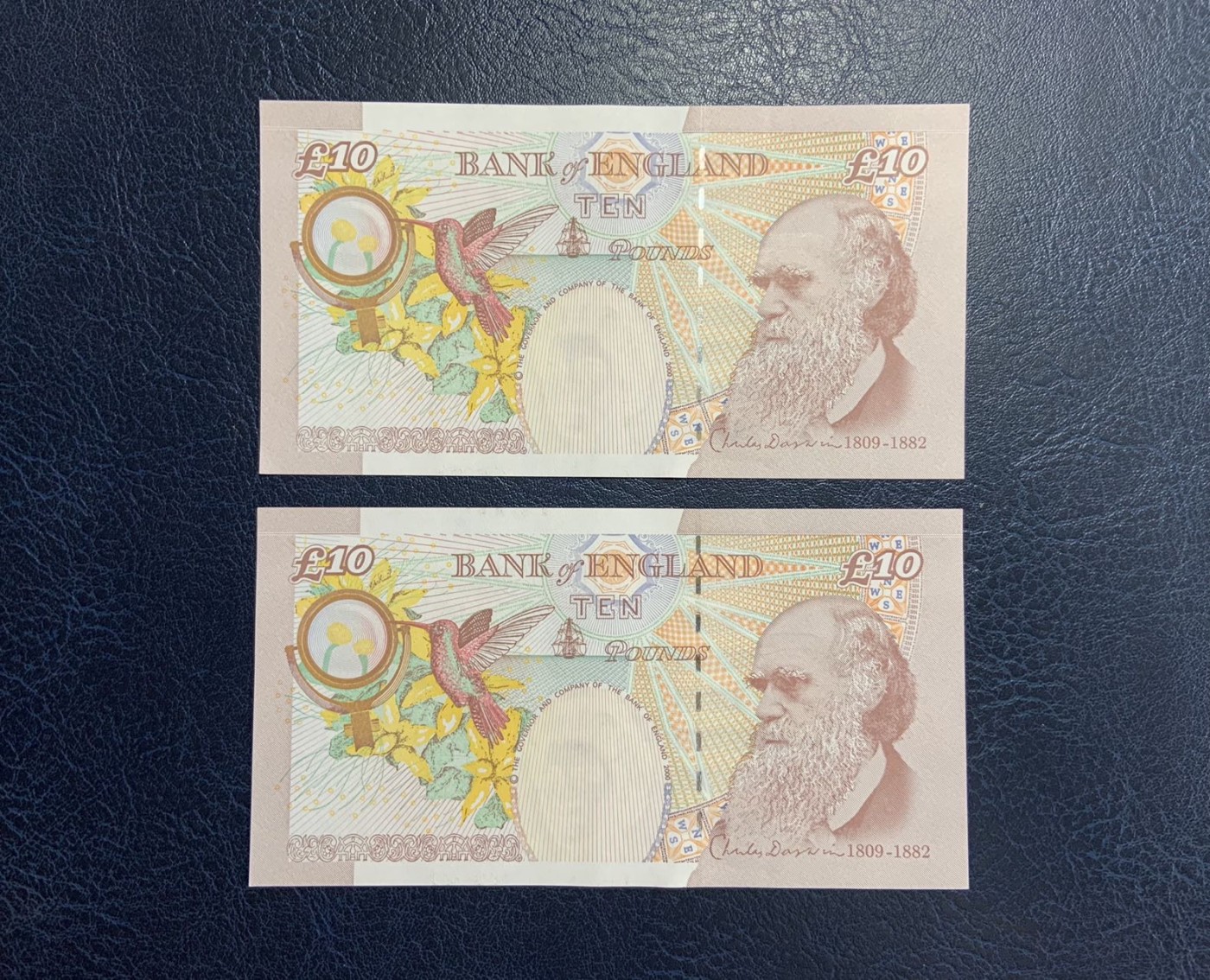 收藏联盟Quantum Auction 第291期拍卖  英国2004年版10元两连号 品相AU+ 达尔文