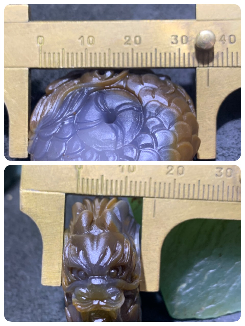 精美亚光高玉化巴西玛瑙手工俏色巧雕龙扣吊坠一个