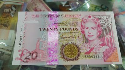 陆续更新【世界钱币】精选微拍第73期暨2023年第二十期 全新纸质裸钞低价起拍(第二场) - 2023年格恩西岛20镑 全新绝品无47尾号238