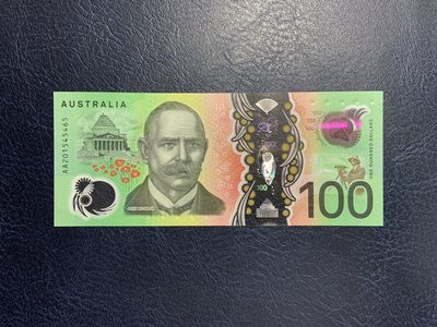 收藏联盟Quantum Auction 第291期拍卖  - 澳大利亚2020年100元 品相全新UNC AA冠 水印处摩擦痕为原始印刷自带