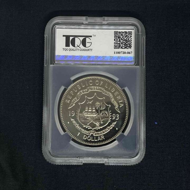 收藏联盟Quantum Auction 第291期拍卖  利比里亚1993年1元保护地球始冠龙纪念镍币 TQG65 稀少