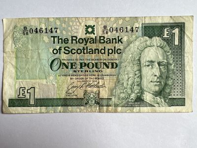 第414期 纸币专场 （无押金，捡漏，全场20包邮，偏远地区除外，接收代拍业务） - 苏格兰皇家银行一镑