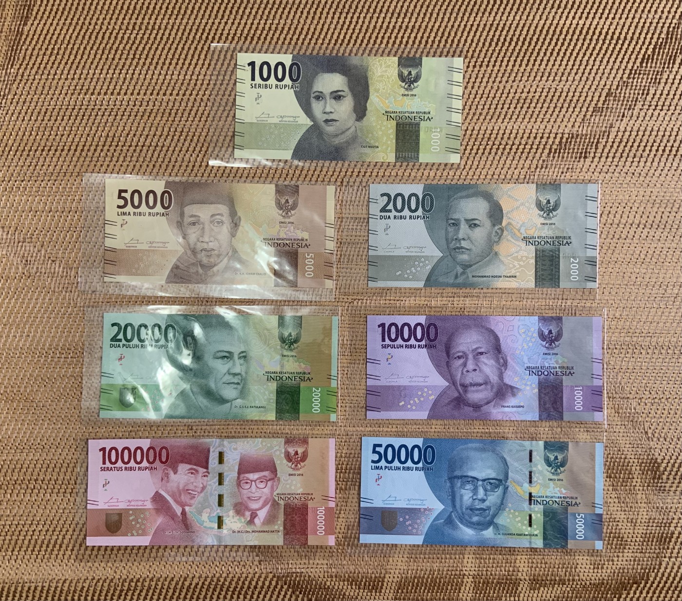 收藏联盟Quantum Auction 第291期拍卖  印度尼西亚2016年1000-100000卢比AAA首发冠一套  品相全新UNC