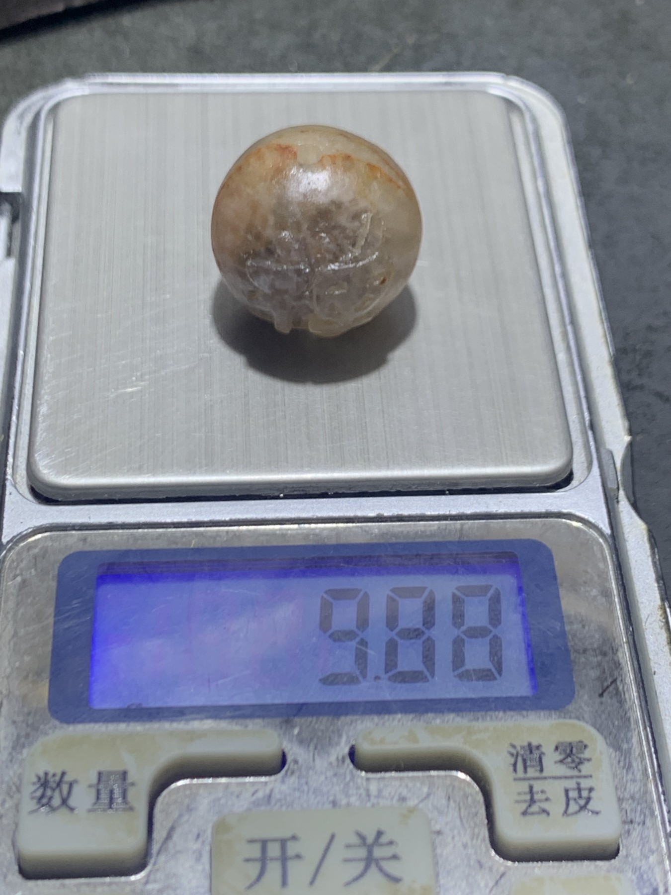 精美冰飘糖心料战国红玛瑙手工雕刻禅字祥云随形珠一颗