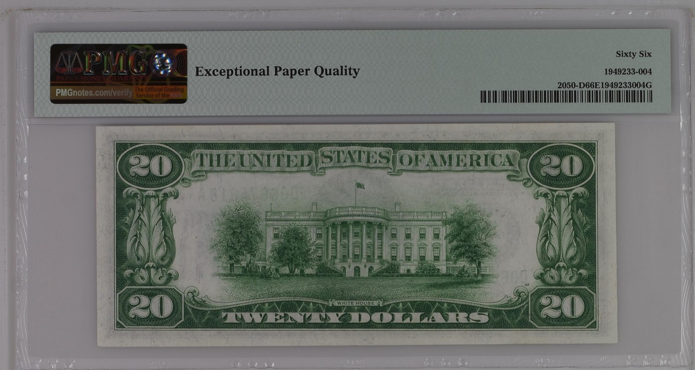 收藏联盟Quantum Auction 第291期拍卖  美国联邦储备银行1928年20元 PMG66
