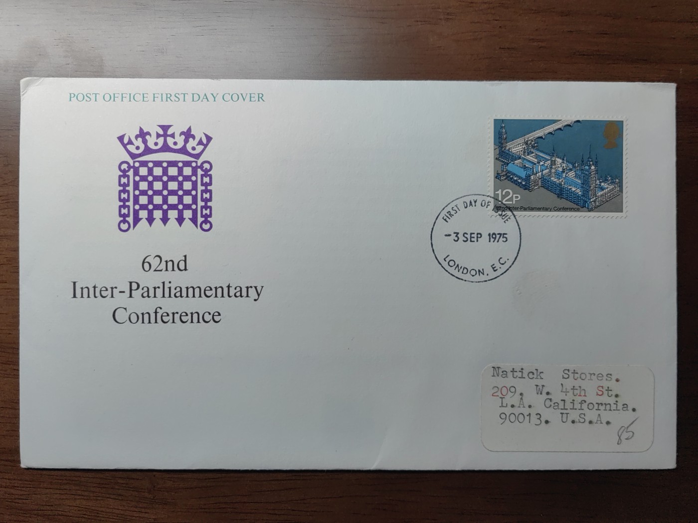 多国精美纪念封＆首日封第⑩场（0元起拍来捡漏）  英国1975 第62届国际议会会议 首日封