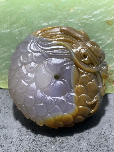 精美亚光高玉化巴西玛瑙手工俏色巧雕龙扣吊坠一个 - 精美亚光高玉化巴西玛瑙手工俏色巧雕龙扣吊坠一个
