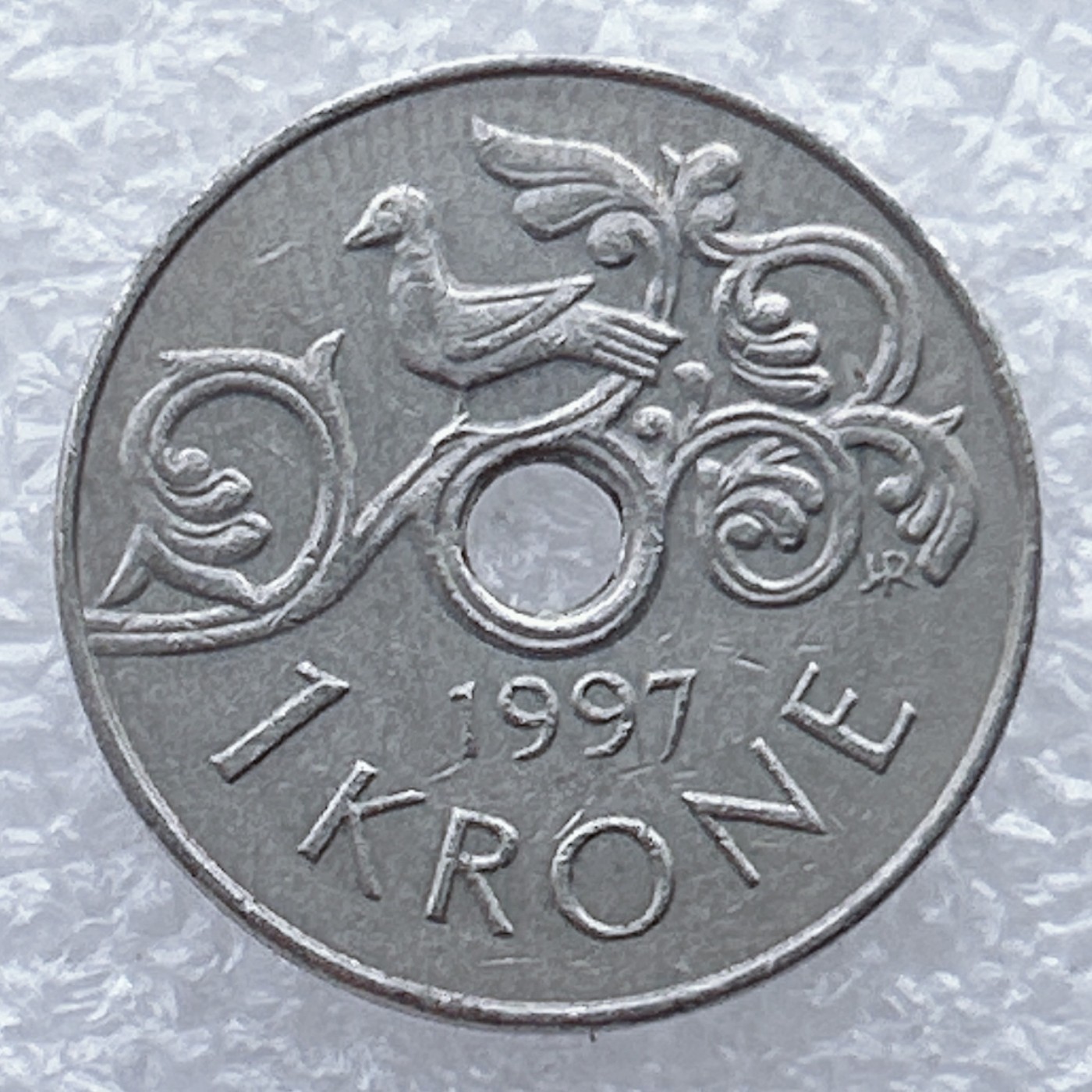 全场一元起拍 世界钱币散币场 第25期 挪威1997年1克朗圆孔币