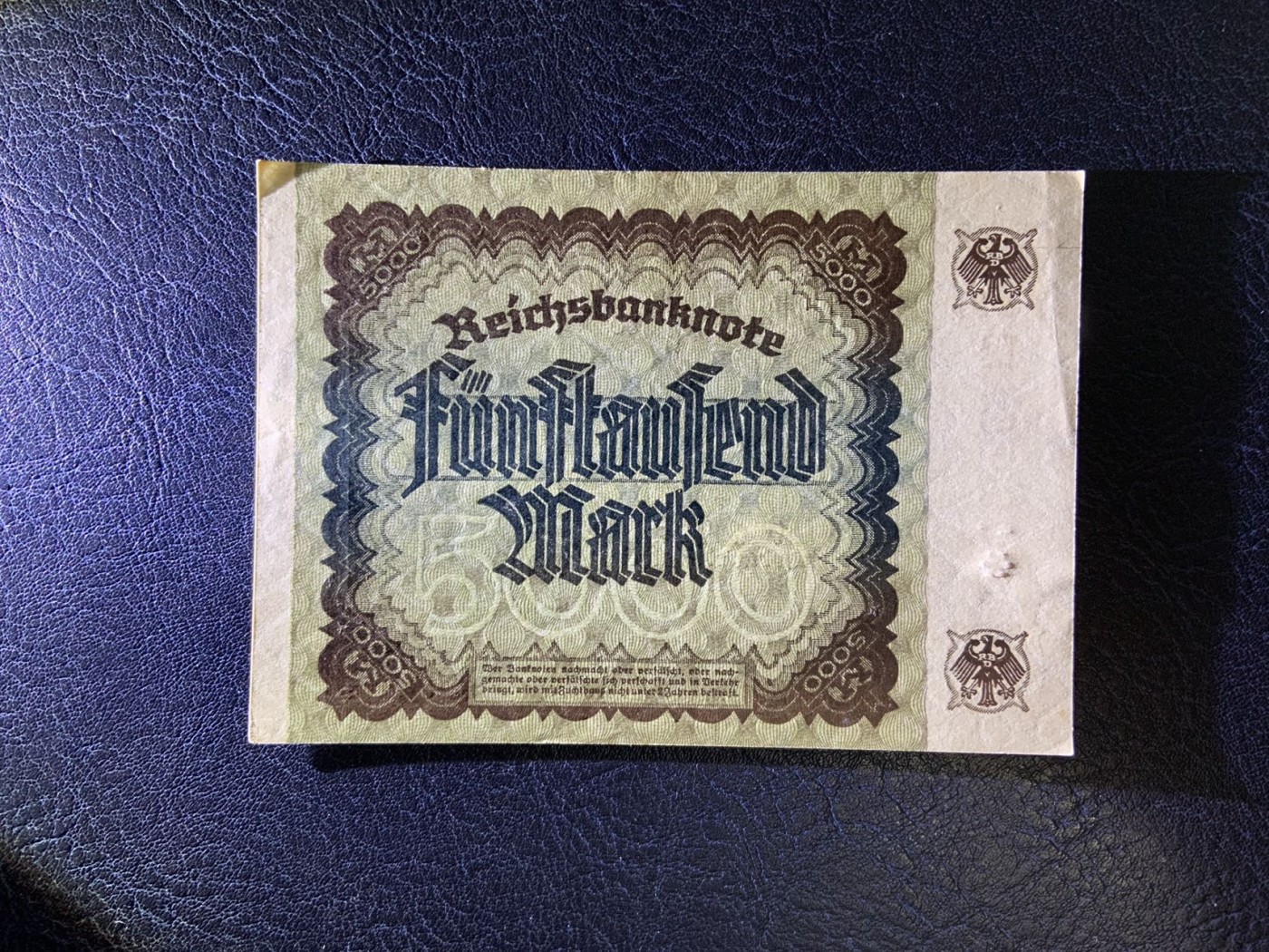 收藏联盟Quantum Auction 第291期拍卖  德国1922年5000马克 品相UNC- 稀少星补号 