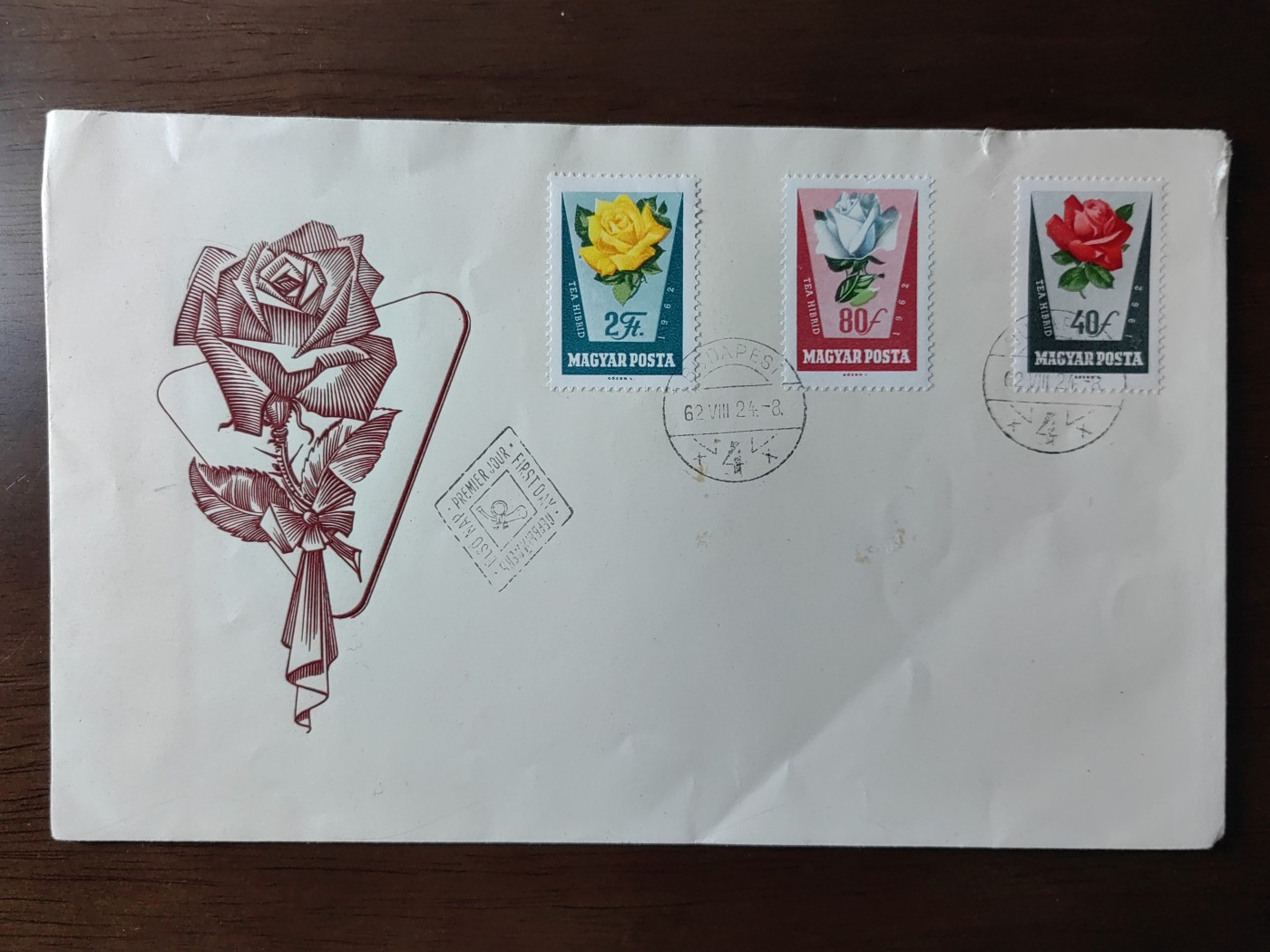 多国精美纪念封＆首日封第⑩场（0元起拍来捡漏） 匈牙利1962年 花卉 疑似军邮戳