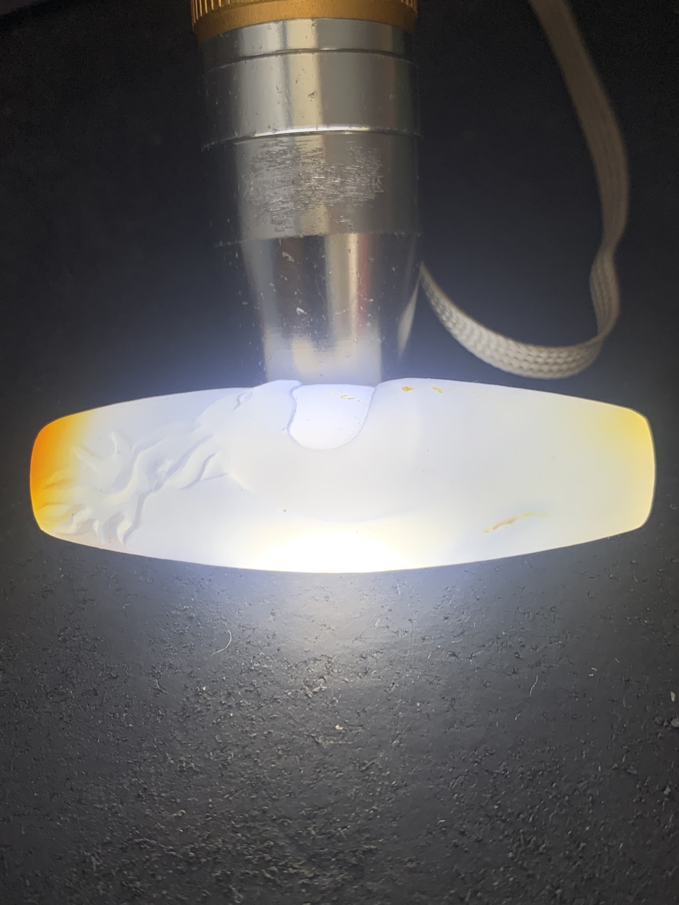 精美高玉化海洋玉髓手工雕刻一鹿向佛大桶珠一个！