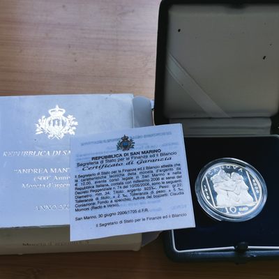 道一币馆币章第十三场（国庆出去下4号回来后发） - 原盒证 圣马力诺2006年安东尼诺·卡诺瓦诞辰190周年-美惠三女神10欧元精制纪念银币