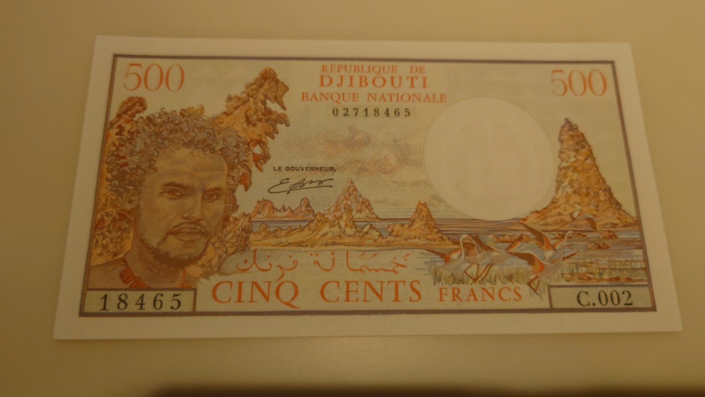 【世界钱币】精选微拍第75期暨2023年第二十二期 部分最新卖剩新品裸钞(有5000卢布AA等) 十月中下旬会有大量新货(优先本群里卖，卖剩的才挂拍卖欢迎关注) 吉布提500法郎 全新绝品尾号465(居中很好)