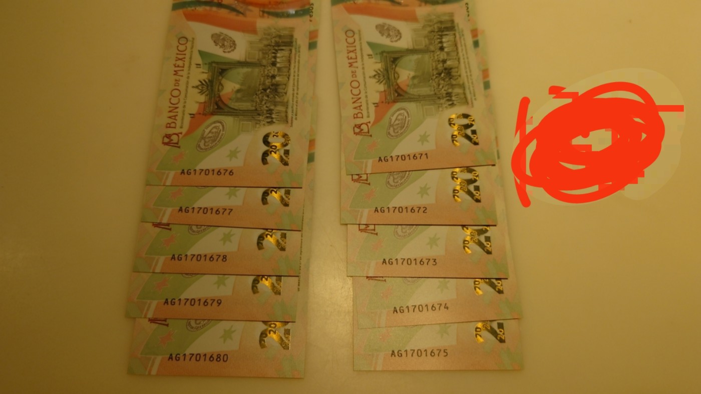 【世界钱币】精选微拍第75期暨2023年第二十二期 部分最新卖剩新品裸钞(有5000卢布AA等) 十月中下旬会有大量新货(优先本群里卖，卖剩的才挂拍卖欢迎关注) 2021年墨西哥20比索 全新无4绝品标十尾号671～680