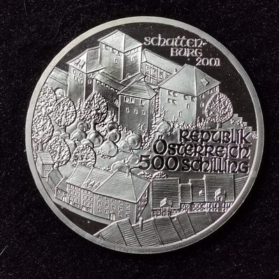 巴斯克收藏第171期 纪念币专场 10月3/4/5号三场连拍 全场包邮 - 奥地利 2001年 500先令精制纪念银币 沙滕城堡 银 (.925)