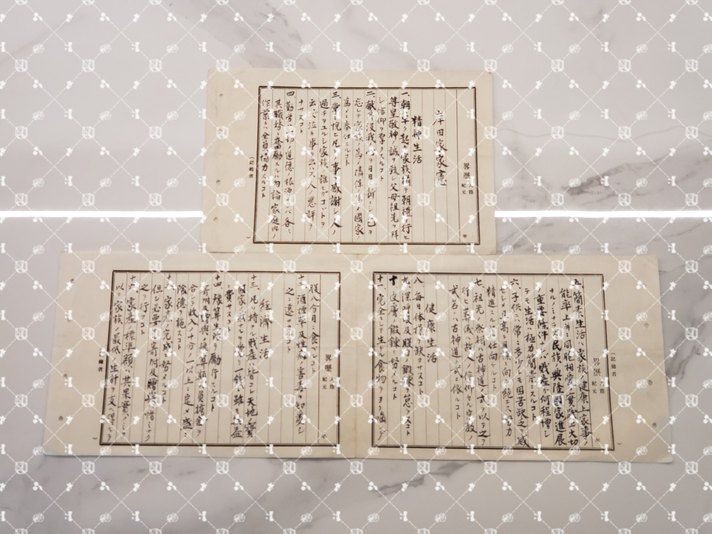 🤔经典时尚给钱就麦系列专场① 岸田轩造【作家 “新兴生活运动”主导者 佐藤新兴生活馆（现日本生活协会）创办人兼常务理事 兵库县神户市兵库实业补习学校校长 财团法人修养团兵库县联合会长&团员总代】 岸田家家宪（同“家法”，亲笔）