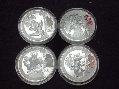 巴斯克收藏第172期 套币，卡册，原盒专场 10月3/4/5号三场连拍 全场包邮 - 中国 2008年 10元彩色精制纪念套币 2008年北京奥运会纪念系列 4枚均为银币 (.999) 带原木盒