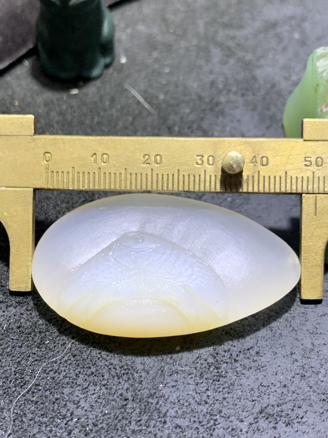 精美高玉化马达加斯加海洋玉髓手工俏色巧雕富贵有鱼吊坠一个！