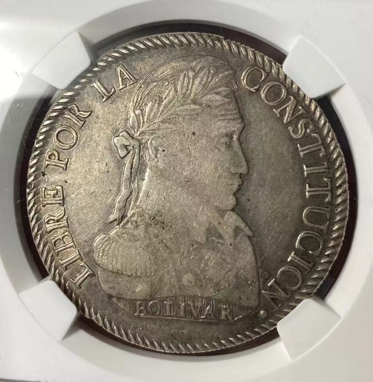 瓶子🏺第110期拍卖会 AU玻利维亚1832年8索尔羊驼银币  原味五彩光大银币