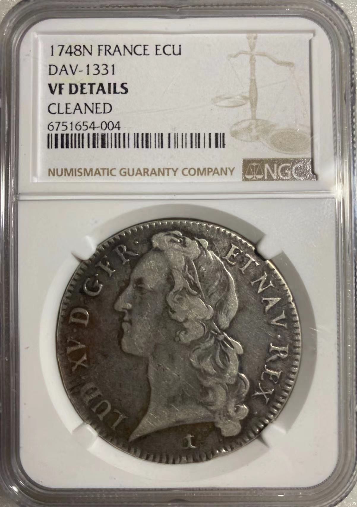 瓶子🏺第110期拍卖会 法国 1748年路易十五1埃居大银币