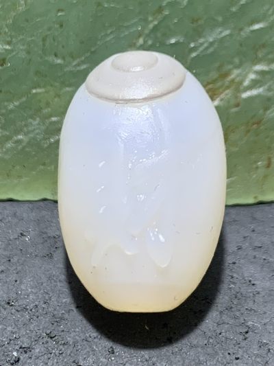 精美亚光高玉化海洋玉髓手工俏色巧雕财字桶珠一个！ - 精美亚光高玉化海洋玉髓手工俏色巧雕财字桶珠一个！