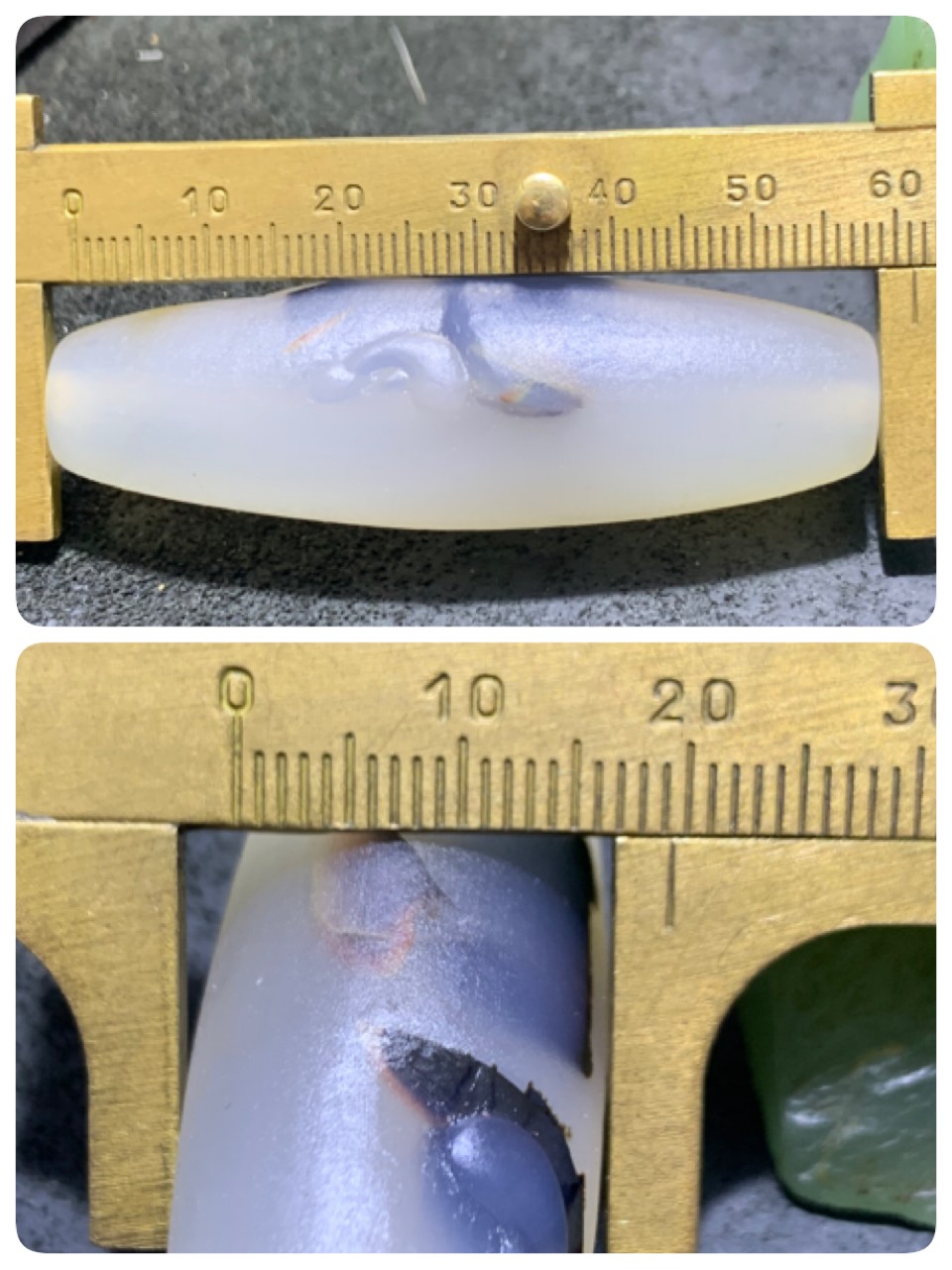 精美高玉化海洋玉髓手工雕刻坐而论道意境大桶珠一个！