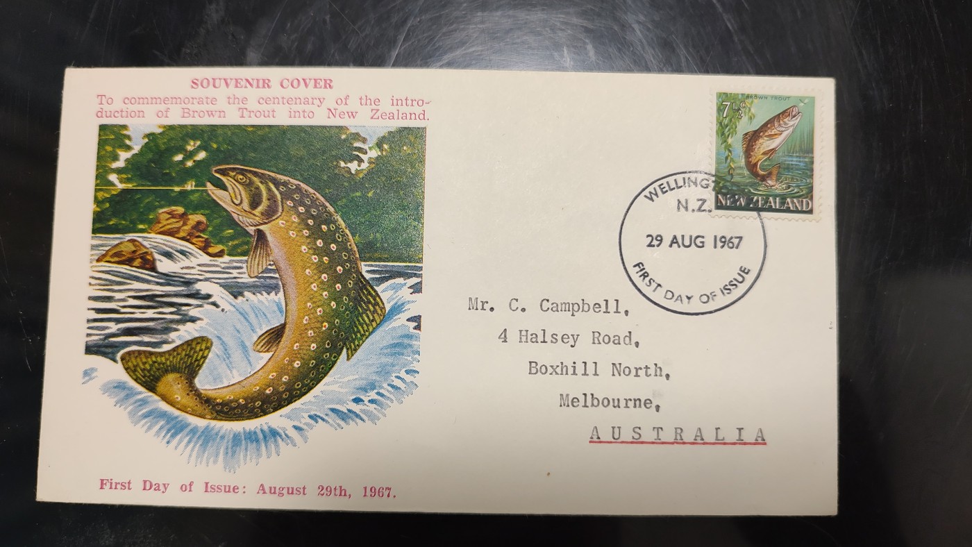 一月邮币社第三期拍卖国际邮票专场 新西兰1967年鱼类实寄封