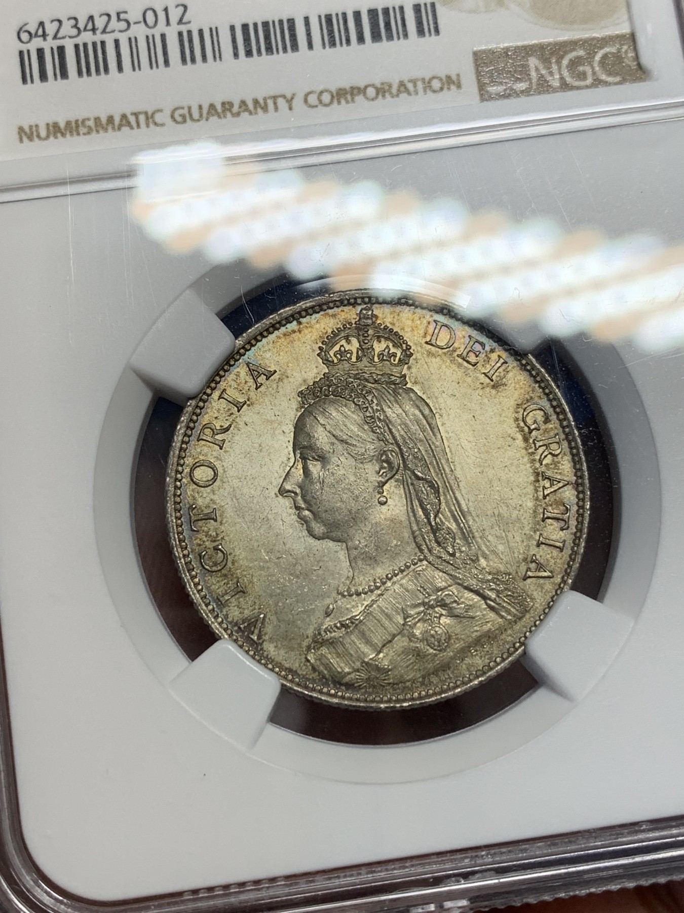 《竞宝斋》第201场-周日，周一 2场 (全场包邮) NGC MS63 英国1887年 维多利亚 弗洛林 2先令 BU状态