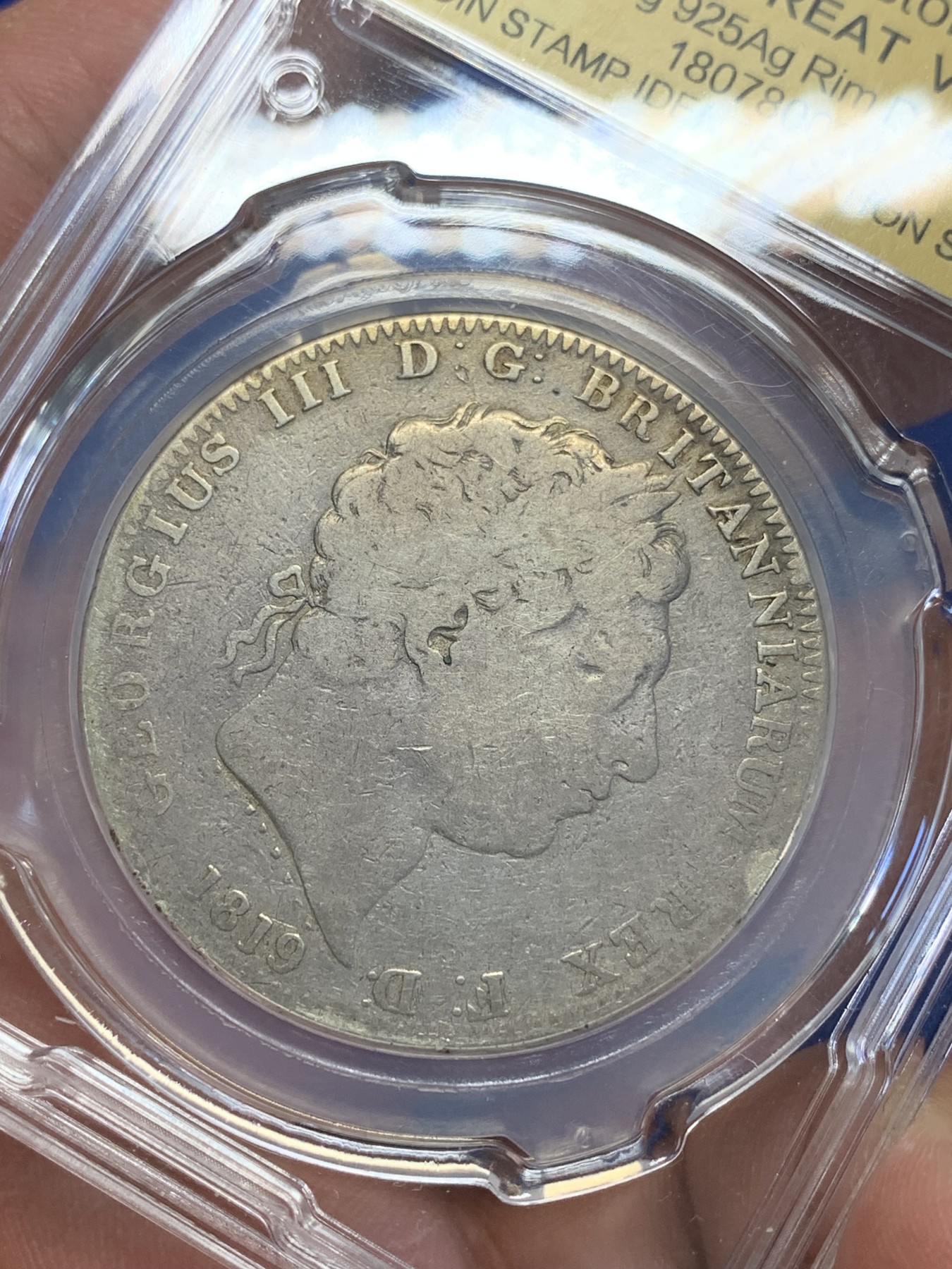 《竞宝斋》第201场-周日，周一 2场 (全场包邮) CSIS-VG10 英国1819年乔治三世马剑克朗大银币