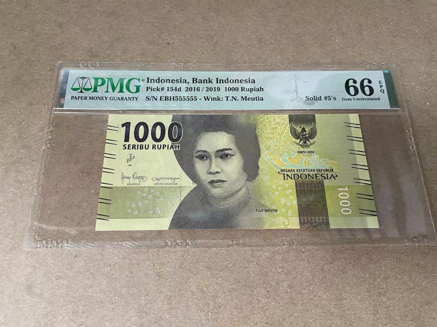 【Blue Auction】✨世界纸币精拍第375期【精】 【全同5】印尼 2016年1000卢比  PMG66EPQ 