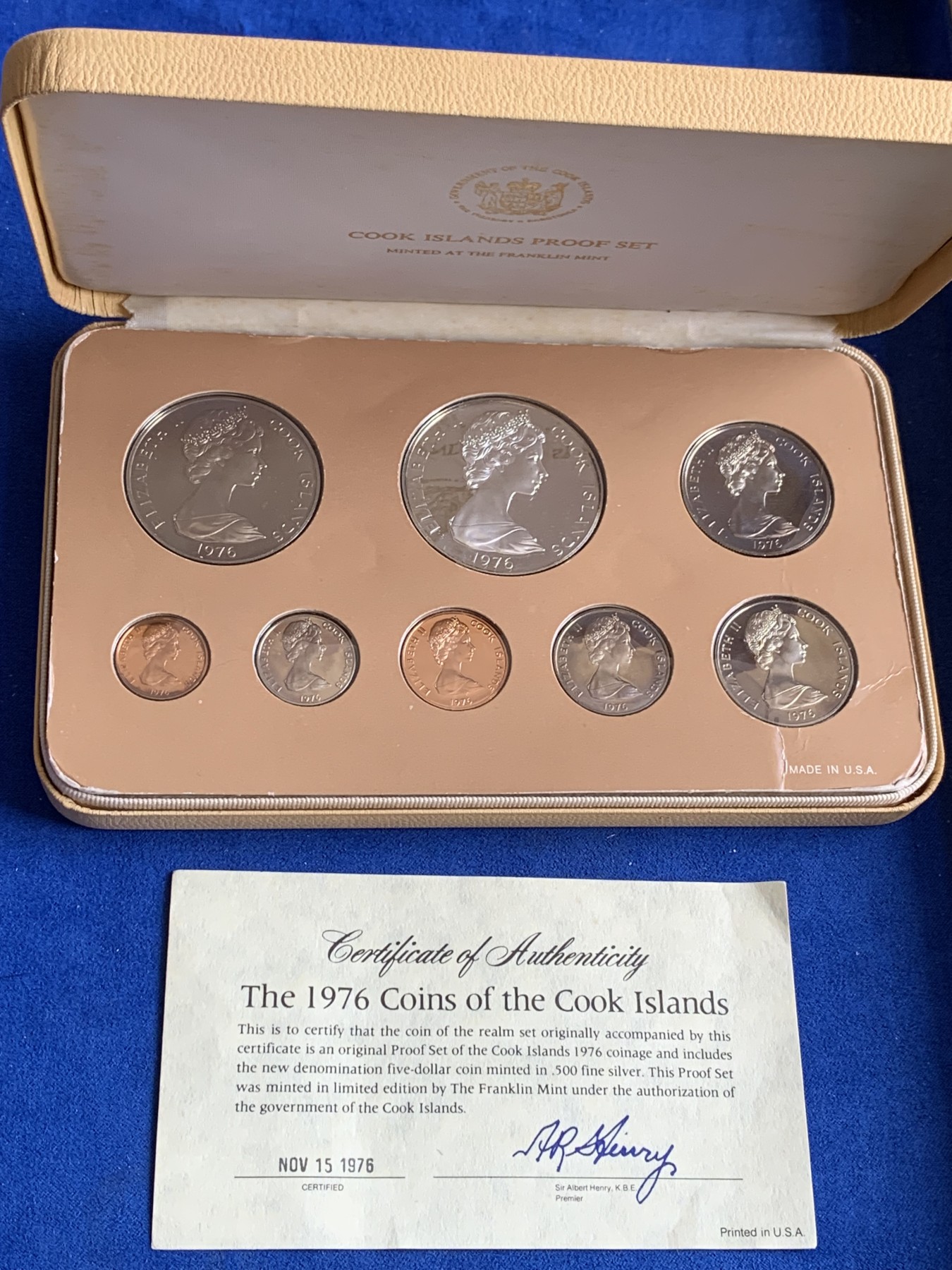 《竞宝斋》第201场-周日，周一 2场 (全场包邮) 1976年库克群岛精制套币。最大的是银币