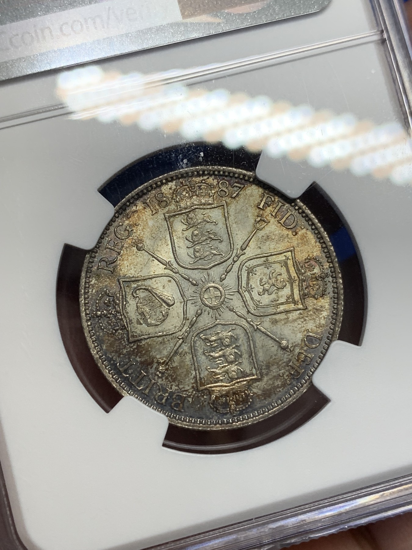 《竞宝斋》第201场-周日，周一 2场 (全场包邮) NGC MS63 英国1887年 维多利亚 弗洛林 2先令 BU状态