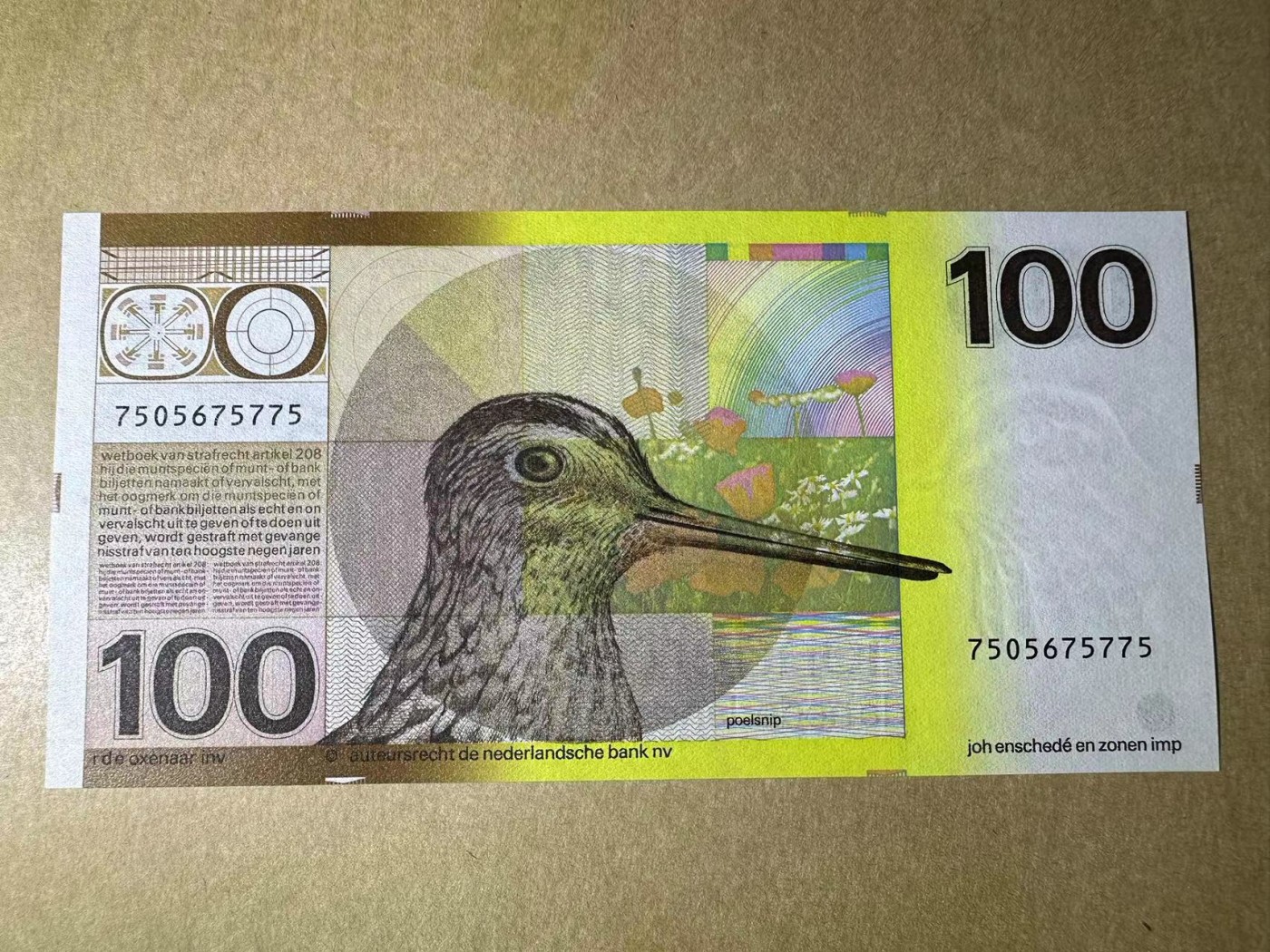 【Blue Auction】✨世界纸币精拍第375期【精】 荷兰 1977年100盾 水鸟 全新UNC