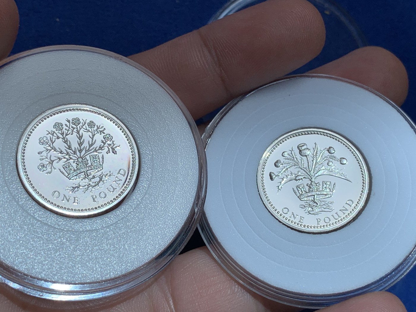 《竞宝斋》第201场-周日，周一 2场 (全场包邮) 英国 1989年和1991年 精制一镑银币 一对2枚