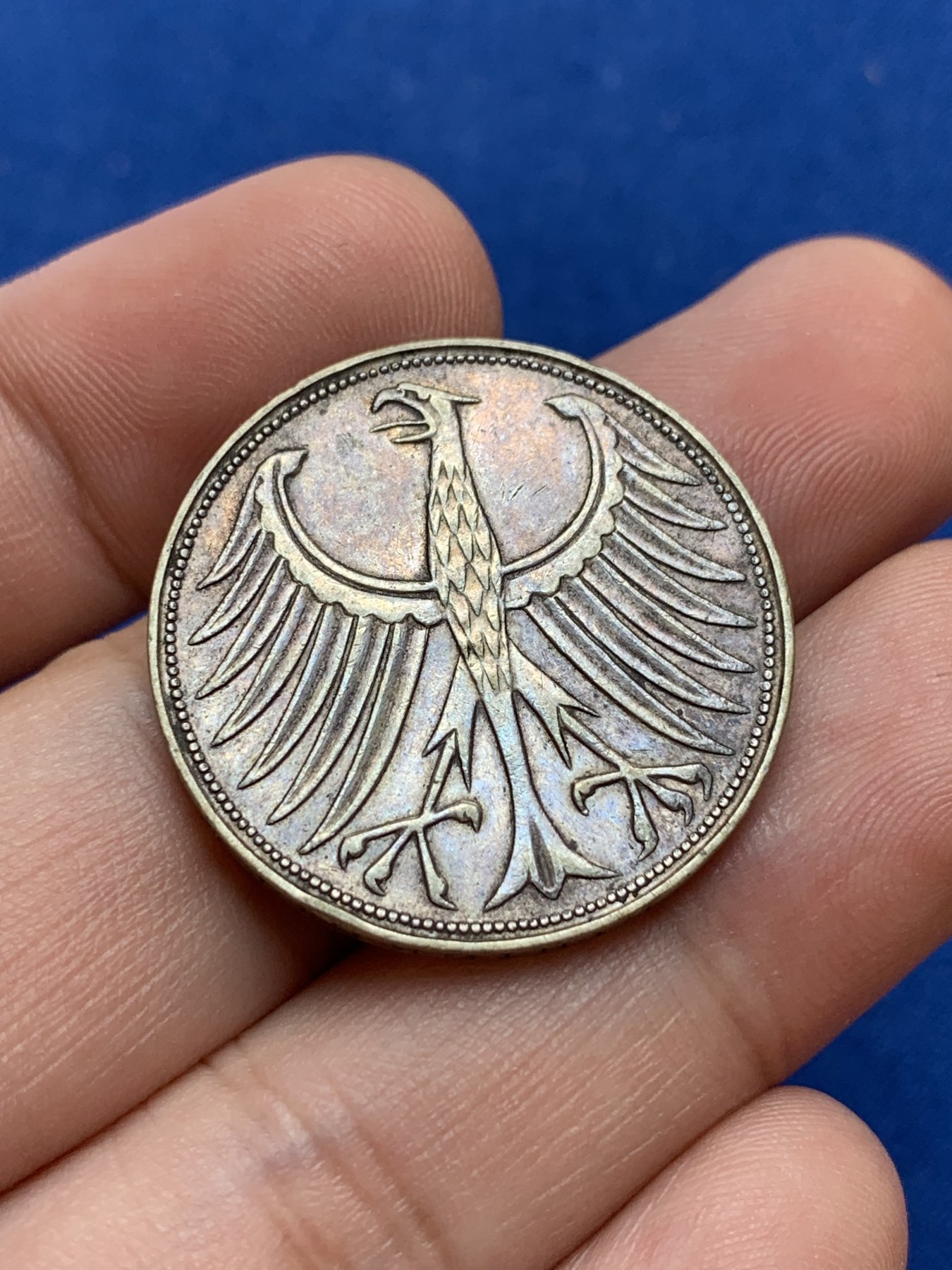 《竞宝斋》第201场-周日，周一 2场 (全场包邮) 西德1960年5马克银币，掉毛的老鹰不如鸡