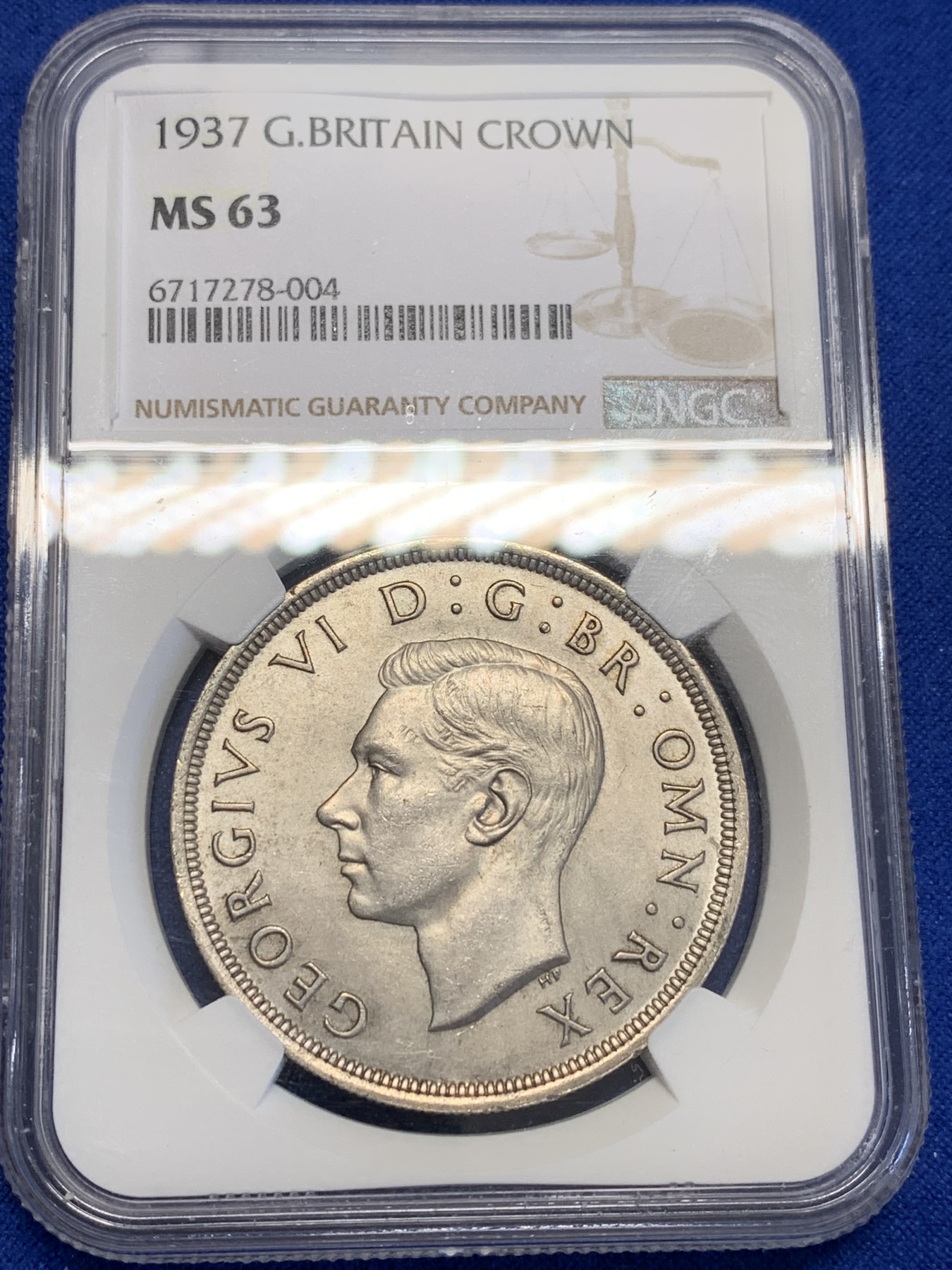 《竞宝斋》第201场-周日，周一 2场 (全场包邮) NGC- MS63 英国1937年乔治六世克朗银币 63分的登基也不多