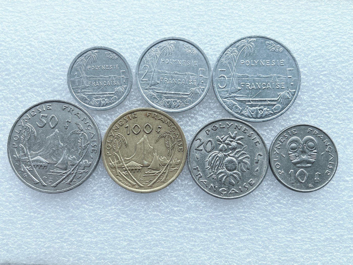 全场一元起拍 世界钱币散币场 第26期 法属波利尼西亚1--100法郎7枚套