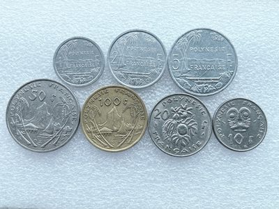 全场一元起拍 世界钱币散币场 第26期 - 法属波利尼西亚1--100法郎7枚套