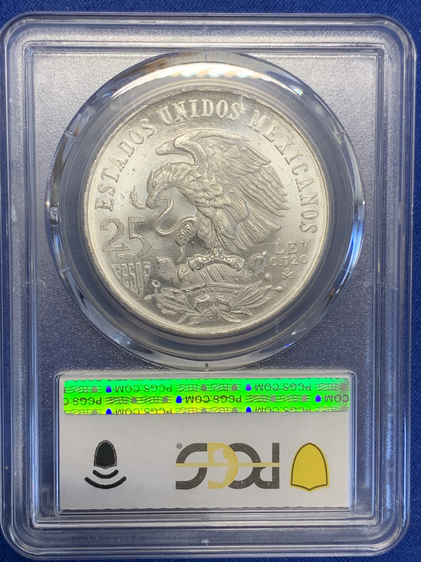 《竞宝斋》第201场-周日，周一 2场 (全场包邮) PCGS金盾 MS65 墨西哥1968年奥运会纪念25比索银币