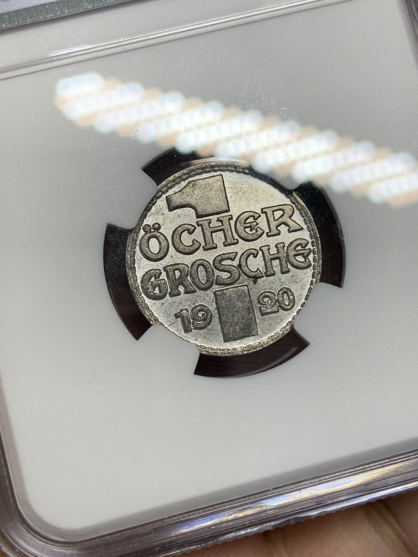 《竞宝斋》第201场-周日，周一 2场 (全场包邮) NGC MS64  1920年德国德紧老妇人1格罗申铁币 铁币保存不易 非常难得的品相