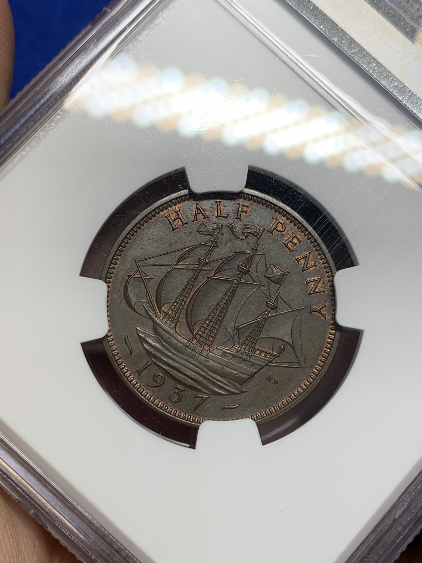 《竞宝斋》第201场-周日，周一 2场 (全场包邮) NGC-PF64BN 1937年英国乔治六世首年少见精制1/2便士