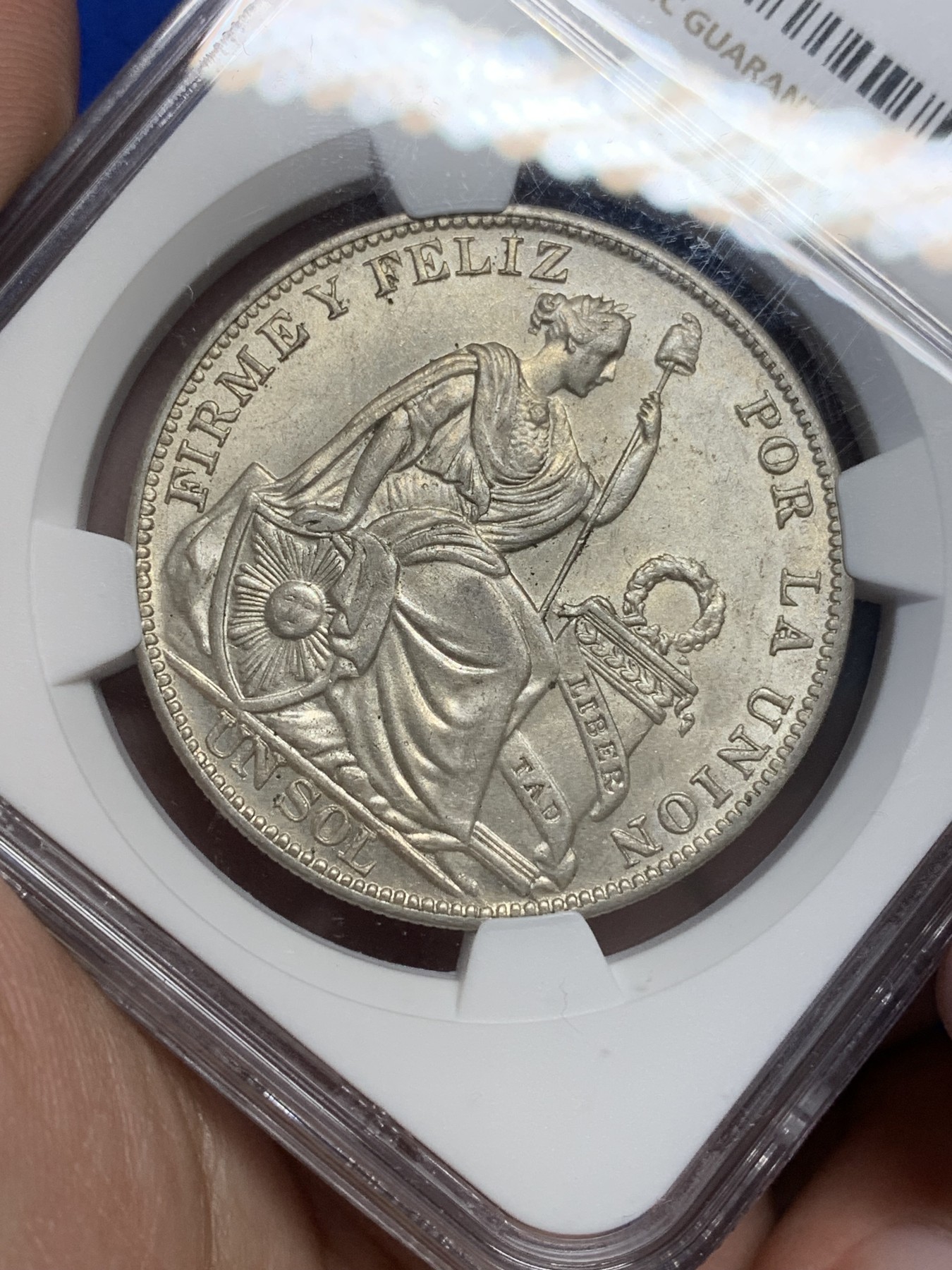 《竞宝斋》第201场-周日，周一 2场 (全场包邮) NGC  MS62   1934 秘鲁1比索银币 南美洲主币 个人感觉低评了