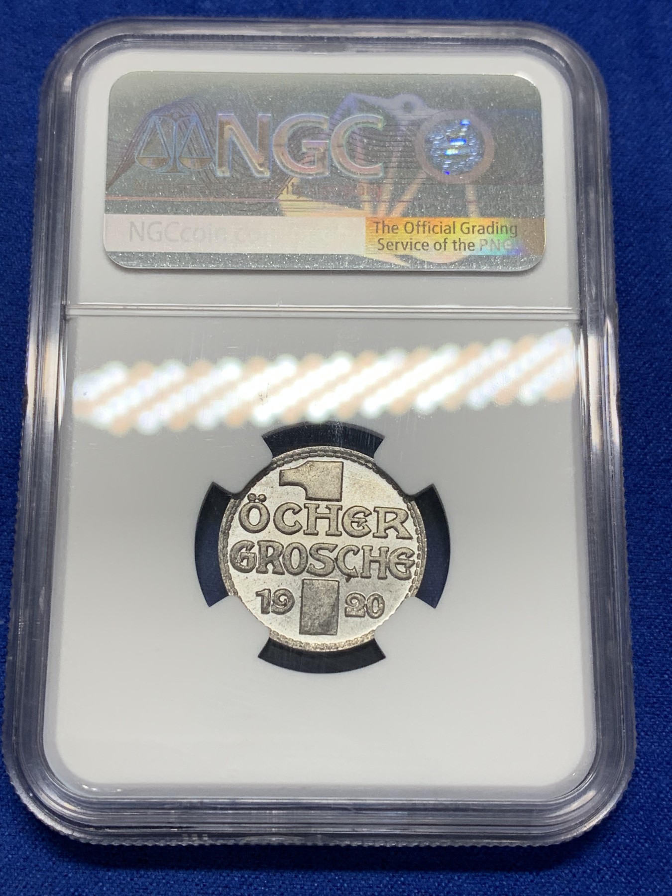 《竞宝斋》第201场-周日，周一 2场 (全场包邮) NGC MS64  1920年德国德紧老妇人1格罗申铁币 铁币保存不易 非常难得的品相