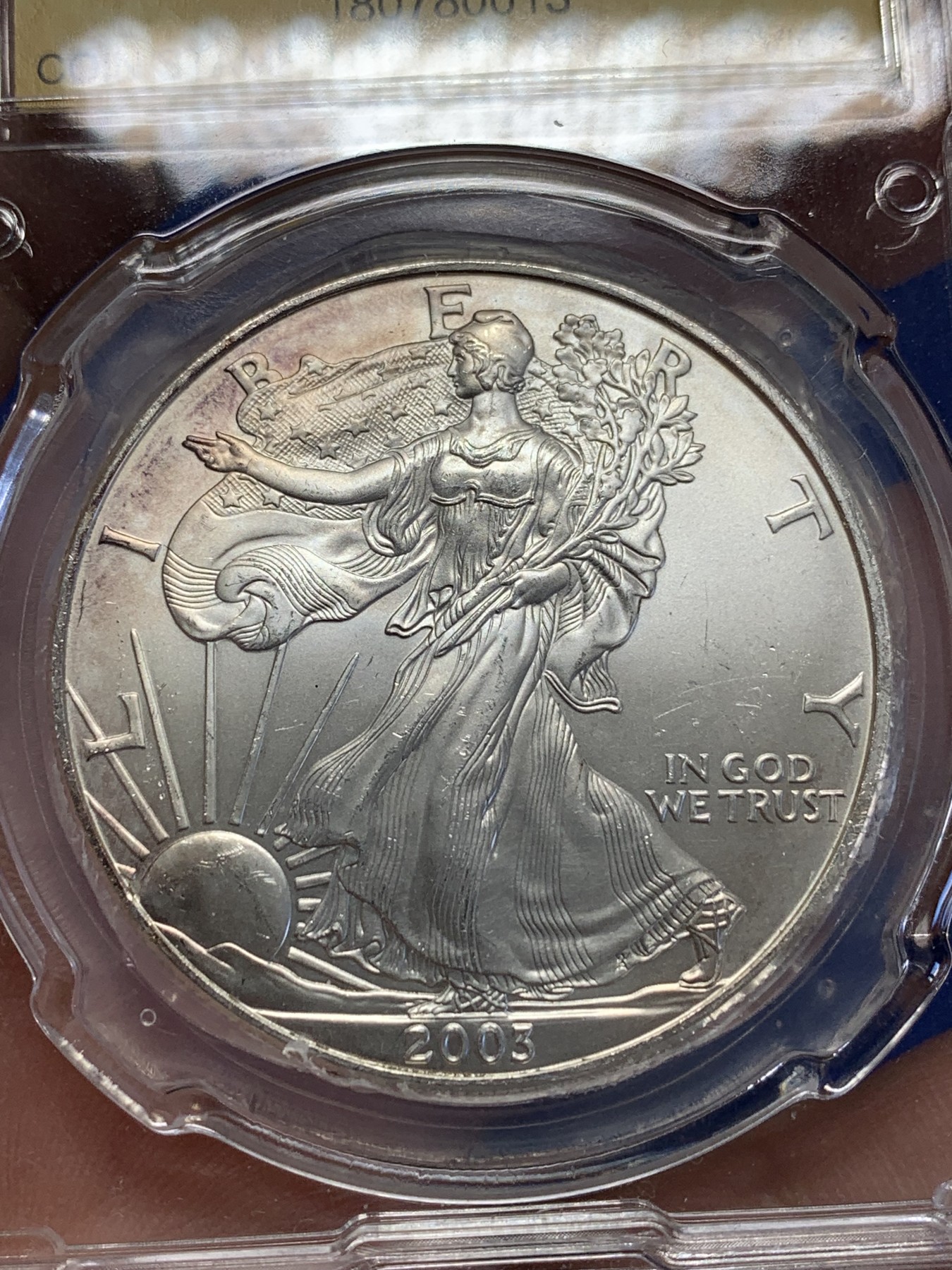 《竞宝斋》第201场-周日，周一 2场 (全场包邮) CSIS-MS64 美国 2003 行走女神1美元银币 31.1克 999银